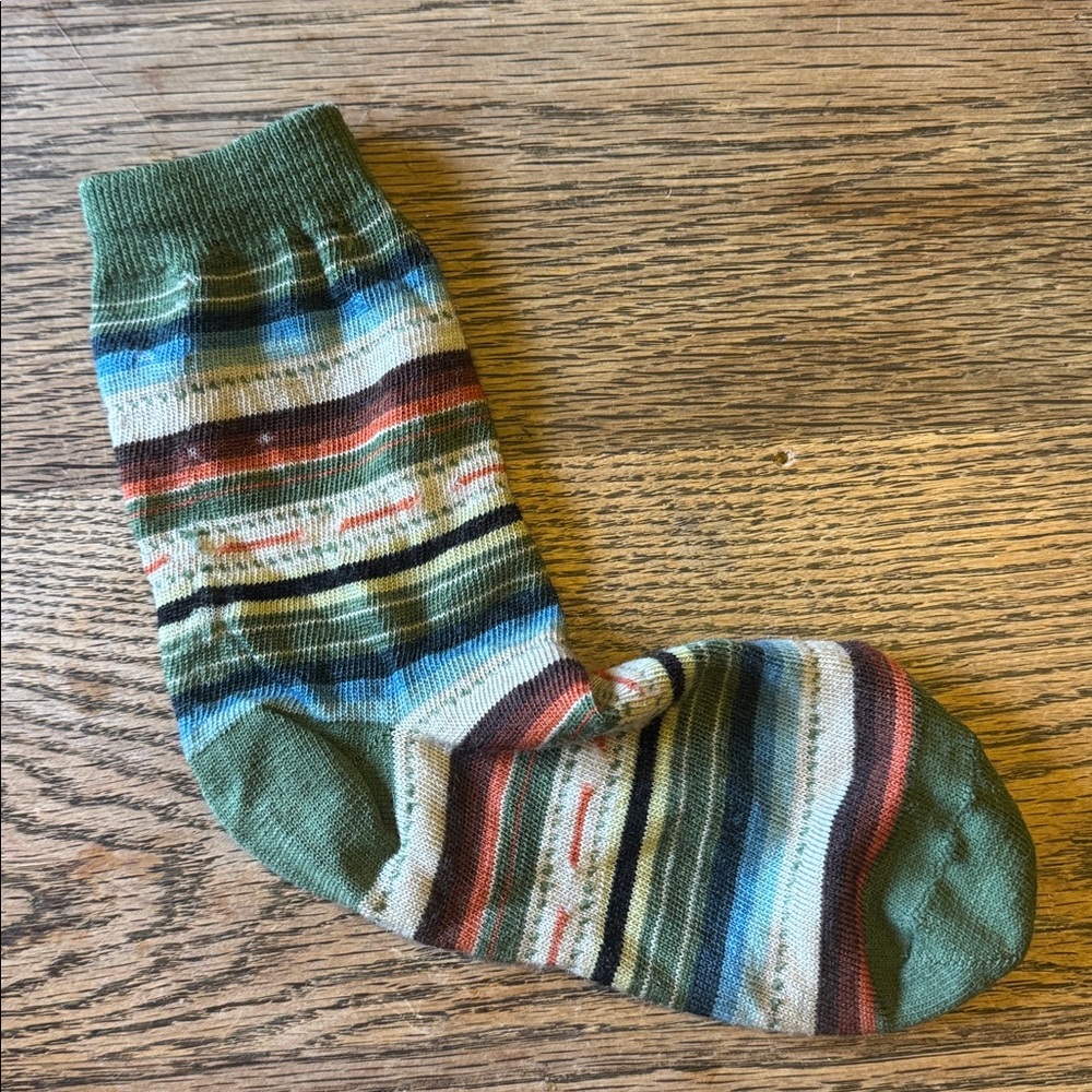 Smartwool ankle sock green striped margarita zero cushion ONE SOCK women’s M